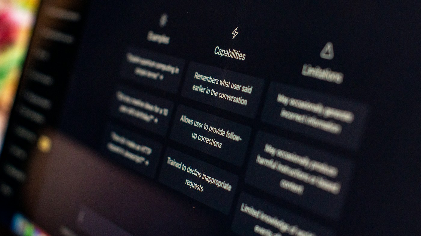 AI chat interface displayed on a computer screen