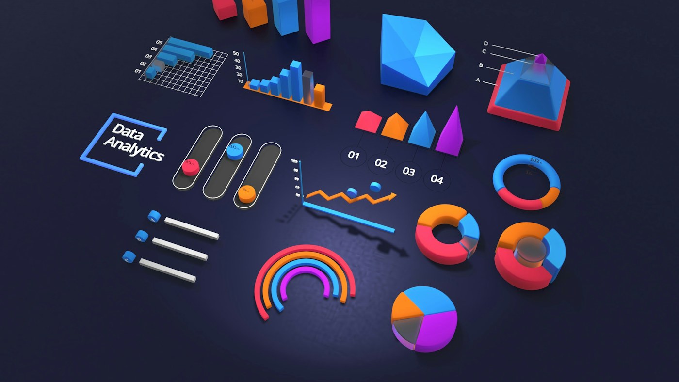 Data visualization with colorful charts and graphs